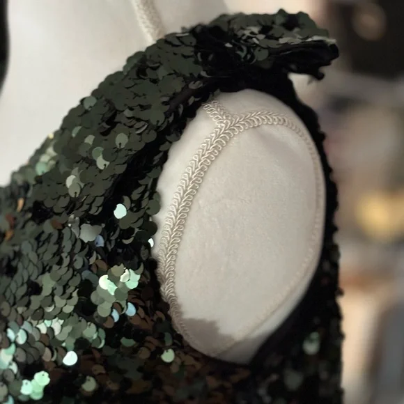 Zara green sequin sleeveless dress XS - Picture 6 of 7